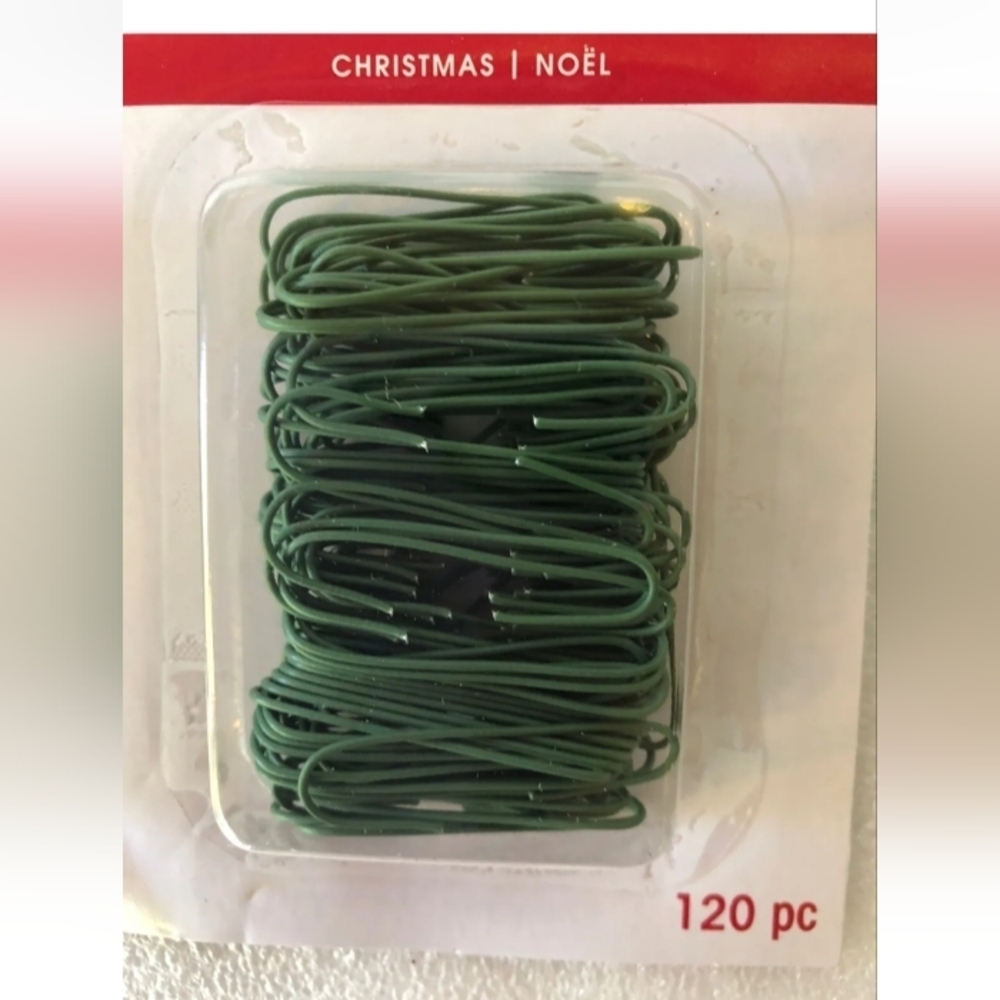 ASHLAND Small ornament hooks Regular 1.5" Ornament Hooks Green Metal 120 pc